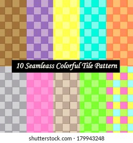 10 Colorful Vector Seamless Tile Patterns. Endless texture can be used for wallpaper, pattern fills, web page background,surface textures.