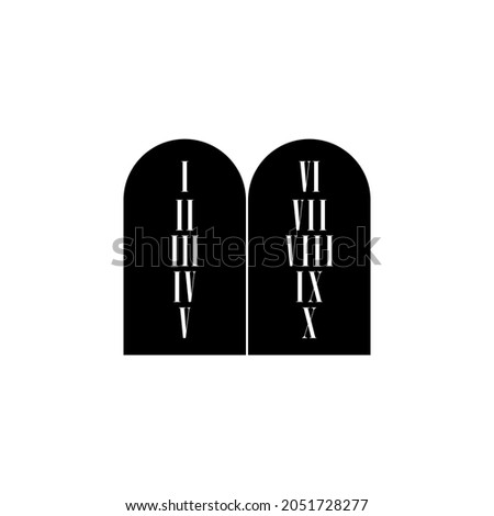10 commandments on stone icon in Jewish set