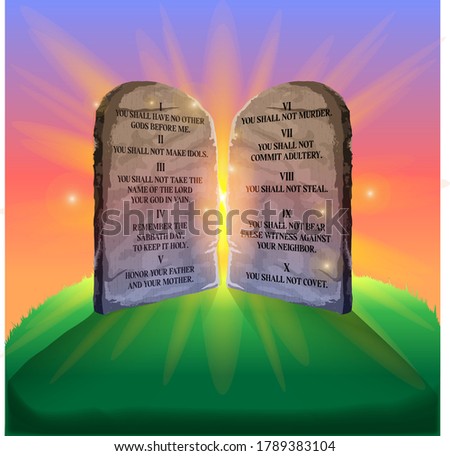 10 commandments stone vector illustration