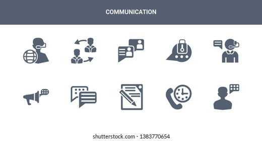 10 communication vector icons such as speaking, time call, write, chat bubble, announcement contains call center, chat, chatting, communication, customer service. communication icons