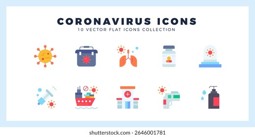 10 Coronavirus Flat icon pack. vector illustration.
