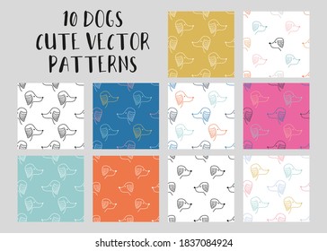 10 Perros dibujados a mano con doodle, con un diseño de patrones.Ideal para envolver papel, textil, tela o vestimenta. 