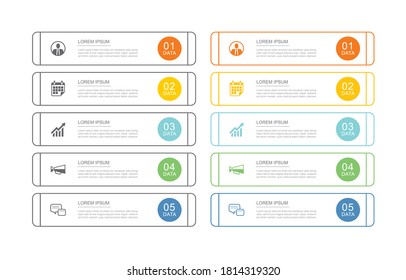 10 plantilla de índice de fichas de infografía de datos con diseño de línea delgada. Fondo abstracto de ilustración vectorial. Se puede utilizar para diseño de flujo de trabajo, paso de negocio, banner, diseño web.