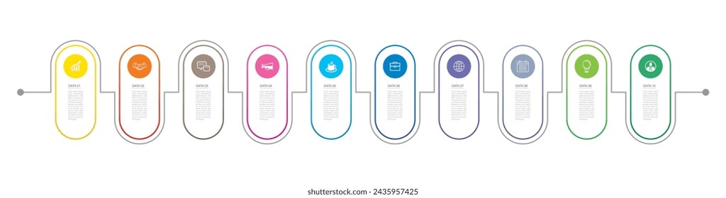 10 data infographics tab paper index template. Vector illustration business abstract background.