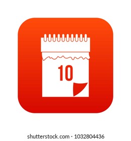 10 date calendar icon digital red for any design isolated on white vector illustration