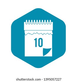 10 date calendar icon. Simple illustration of 10 date calendar vector icon for web