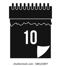 10 date calendar icon. Simple illustration of 10 date calendar vector icon for web