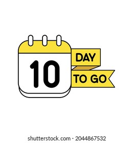 10 Day to go. Countdown timer. calendar icon. Time icon. Count time sale. Vector stock illustration.