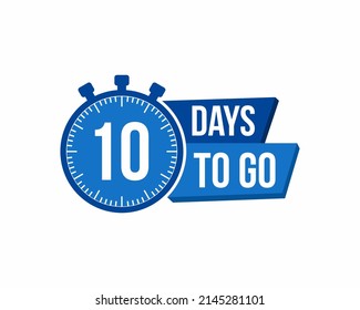 10 Días por delante. Temporizador de cuenta atrás. Icono de reloj. Icono de tiempo. Cuenta el tiempo de venta. Ilustración de material vectorial.	