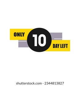 10 días de descuento de cuenta regresiva y tiempo de venta 10 días etiqueta de señal izquierda ilustración vectorial