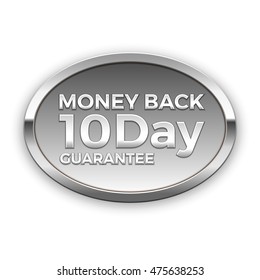  10 day money back guarantee silver badge, vector