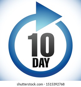 10 day Turnaround time (TAT) icon. Interval for processing, return to customer. Duration, latency for completion, request fulfilling