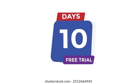 10 days free trial Countdown number banner templates. time icon. Vector Illustration