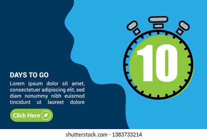10 days to go banner. flat style