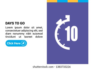 10 days to go banner. flat style