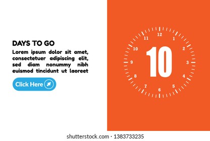 10 days to go banner. flat style