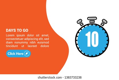 10 days to go banner. flat style