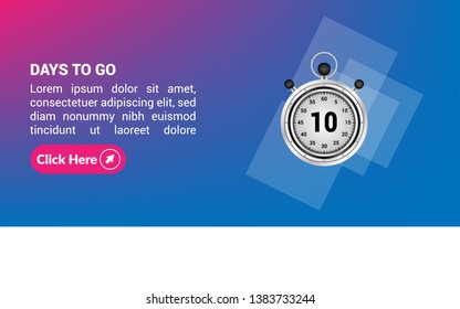10 days to go banner. flat style