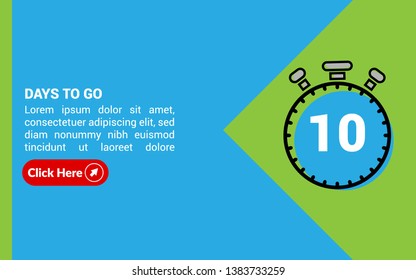 10 days to go banner. flat style