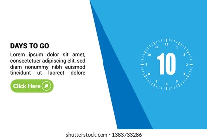 10 days to go banner. flat style