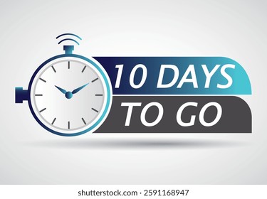 10 days to go in Clock style. Special offer badge. Web design. Sale tag, for webinar, live event, banner etc.