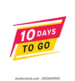 10 days to go countdown banner. Modern design days left icon. Offer count time sale concept vector illustration.