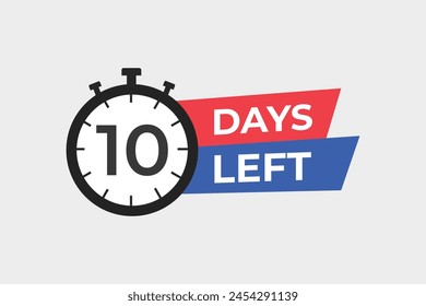 10 días para la Plantilla de cuenta regresiva. 10 días Cuenta atrás días de diseño de Anuncio. Quedan 10 días de cuenta regresiva