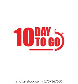 10 days to go label,sign,button. Vector stock illustration