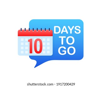 10 days to go in modern style. Special offer badge. Web design. Sale tag. Vector illustration.