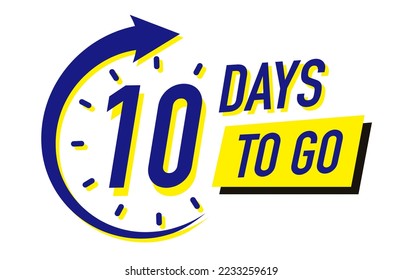 10 days to go timer vector symbol color style