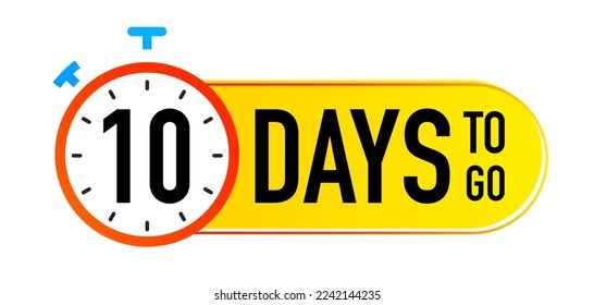 10 days to go timer vector symbol colorful style