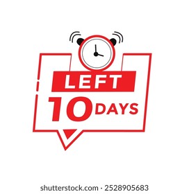 10 dias ícone do emblema esquerdo, venda web banner contagem regressiva temporizador de negociação promocional. design de ilustração vetorial.
