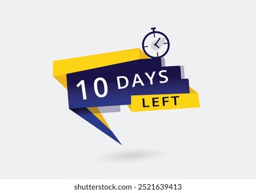10 Days Left colorful countdown promotion template. Announcement  Banner label vector.