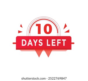10 days left countdown banner sign colourful for advertising or promotion.