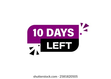 10 days left, sale countdown vector symbol, clock, time,  background, template 10 days left, countdown, sticker, left banner, business, sale, label button
