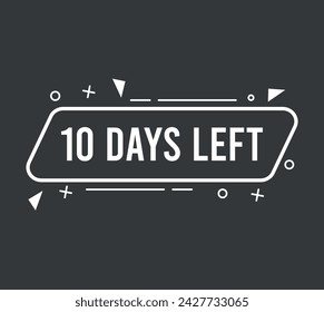 10 days left. Vector countdown of days, banner for events and special dates on dark background