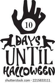 10 days until Halloween, simple design made in black with some specific elements on it 