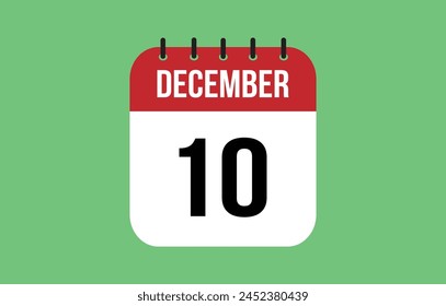 10 December Calendar. December Calendar Vector.