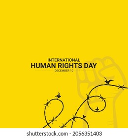
10 December, Human Rights Day, barbed wire with hands concept, suitable design for banner, poster, vector illustration 