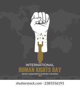 10 December, Human Rights Day Design for celebration the Human Rights Day with recover better - stand up for human rights breaking chain cuffs