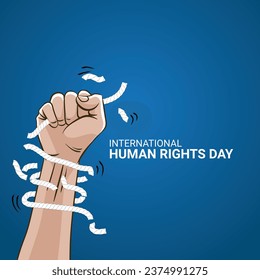 10 December, International human rights day creative human rights day human rights creative design. Human Rights Day, barbed wire with hands concept vector.