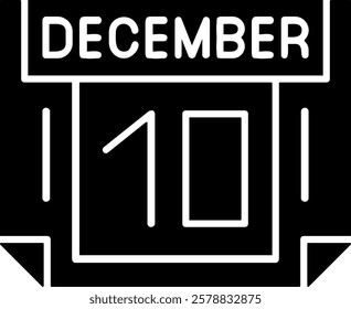10 December Solid Style Sample EPS Icon