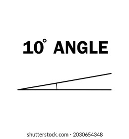 10 degree angle. Geometric mathematical angle with arrow vector icon isolated on white background. Educational learning materials