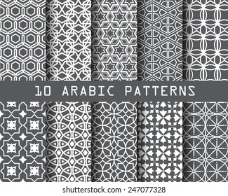 10 different arabic patterns, Pattern Swatches, vector, Endless texture can be used for wallpaper, pattern fills, web page,background,surface