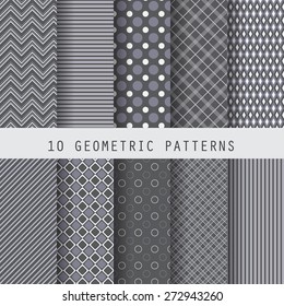 10 Different Black Geometric Seamless Patterns , Formal And Dark Design For Business Template, Swatches Vector Endless Texture Can Be Used For Wallpaper, Pattern Fills, Web Page,background,surface
