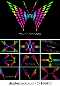 10 different colorful linear vector business card abstract background design