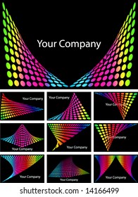 10 different colorful linear vector business card abstract background design
