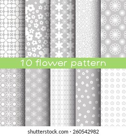 10 different flower vector patterns.  Endless texture for wallpaper, fill, web page background, surface texture. 