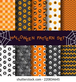 10 different Halloween seamless patterns. Endless texture can be used for wallpaper, pattern fills, web page,background,surface