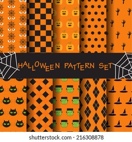 10 different halloween seamless vector patterns. Endless texture can be used for wallpaper, pattern fills, web page,background,sur face